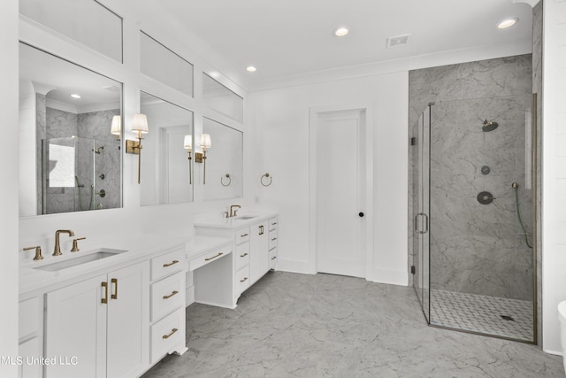 126 Herons Bay Cir Lot 1136, Madison, MS 39110 - bathroom featuring marble finish floor, a marble finish shower, and a sink