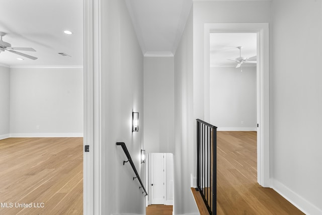 126 Herons Bay Cir Lot 1136, Madison, MS 39110 - staircase featuring ceiling fan, crown molding, and wood finished floors