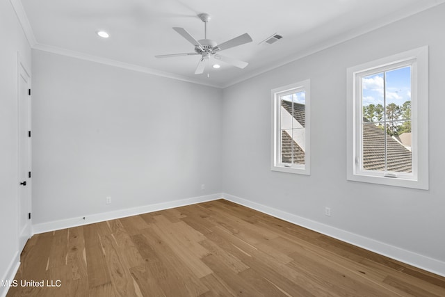 126 Herons Bay Cir Lot 1136, Madison, MS 39110 - empty room with visible vents, baseboards, light wood-type flooring, and ornamental molding