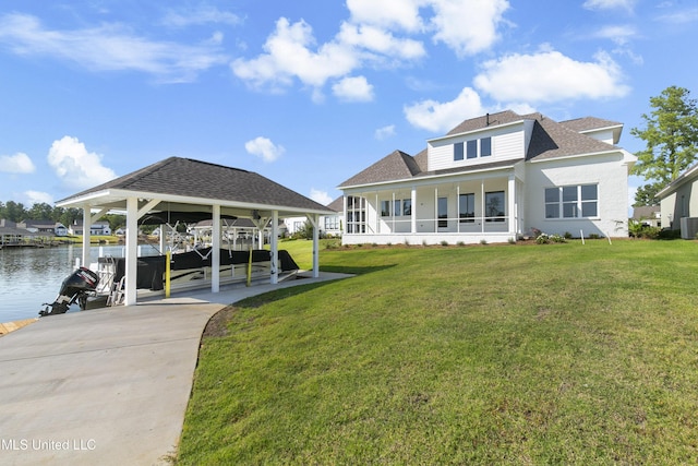 126 Herons Bay Cir Lot 1136, Madison, MS 39110 - view of dock featuring cooling unit, a lawn, a water view, and boat lift