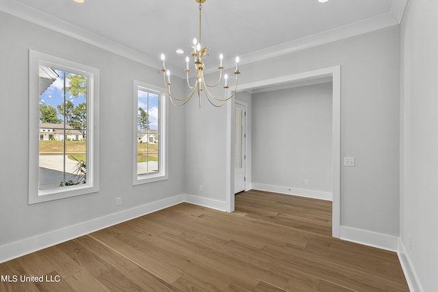 126 Herons Bay Cir Lot 1136, Madison, MS 39110 - unfurnished dining area with recessed lighting, wood finished floors, crown molding, baseboards, and a notable chandelier