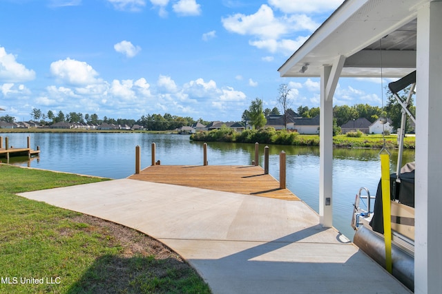 view of dock featuring a water view