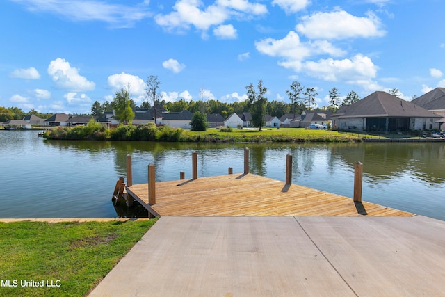 dock area with a water view