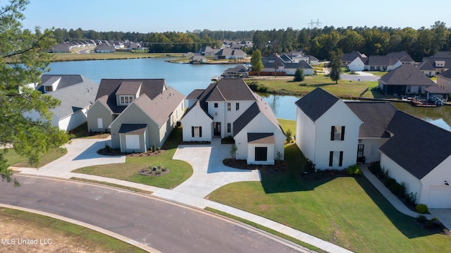 bird's eye view featuring a water view