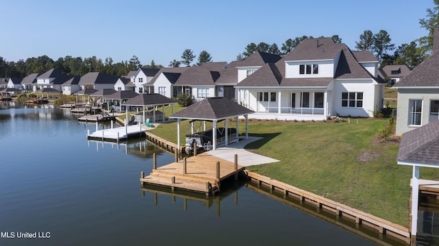 126 Herons Bay Cir Lot 1136, Madison, MS 39110 - view of dock with a lawn, a gazebo, a water view, and a residential view