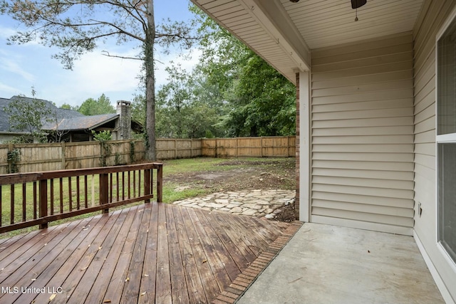 deck featuring a fenced backyard