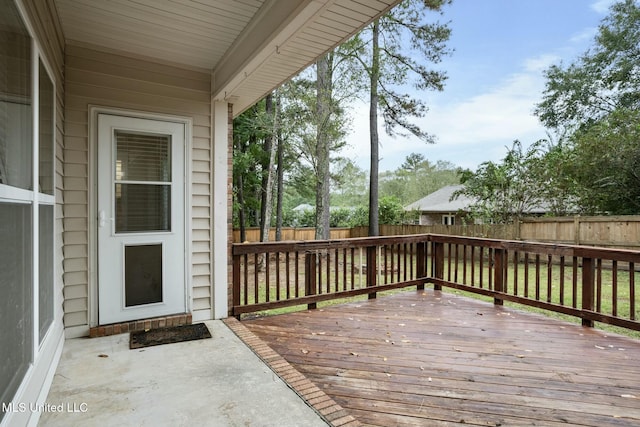 deck featuring a fenced backyard