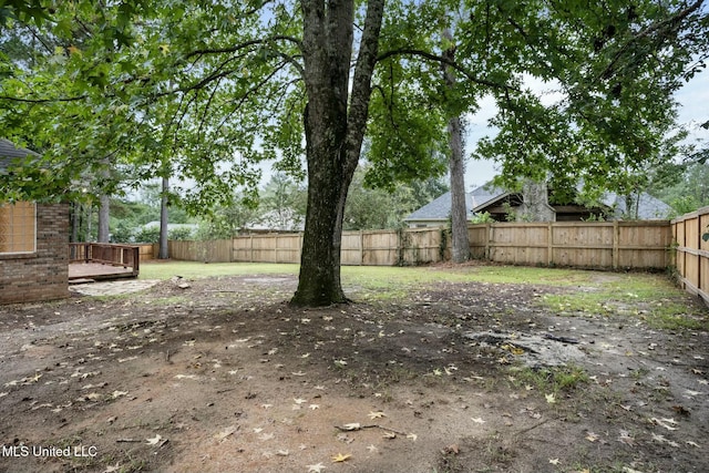 view of yard with a fenced backyard