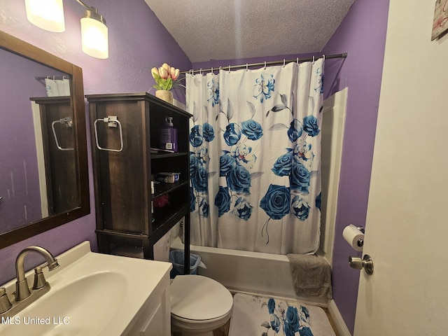 2305 Roberts Ave, Gulfport, MS 39501 - full bathroom with a textured ceiling, vanity, and shower / bath combination with curtain