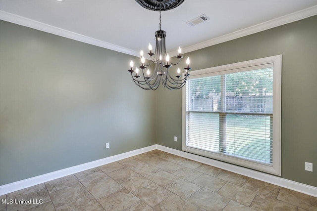 306 Canebreak Cv, Madison, MS 39110 - empty room with a chandelier, baseboards, and ornamental molding