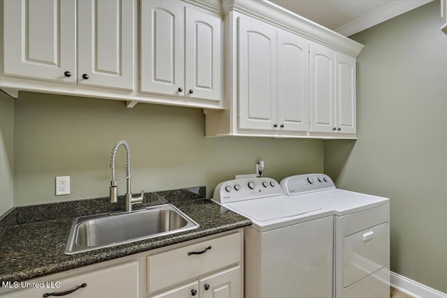 306 Canebreak Cv, Madison, MS 39110 - washroom featuring independent washer and dryer, cabinet space, and crown molding