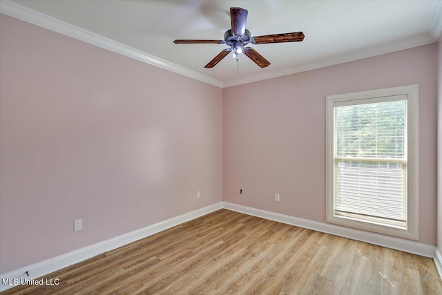 306 Canebreak Cv, Madison, MS 39110 - spare room with light wood-style floors, baseboards, ornamental molding, and ceiling fan