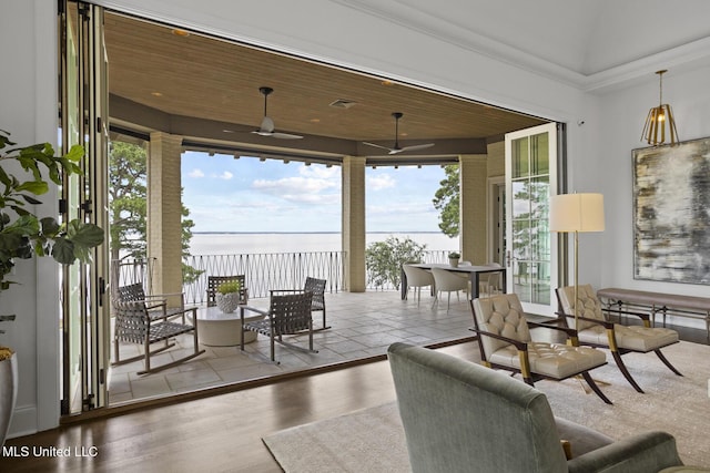 150 Old Trace Rd, Madison, MS 39110 - view of patio / terrace featuring a water view and ceiling fan