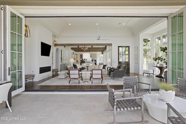 150 Old Trace Rd, Madison, MS 39110 - view of patio / terrace with an outdoor hangout area, a ceiling fan, and a garage