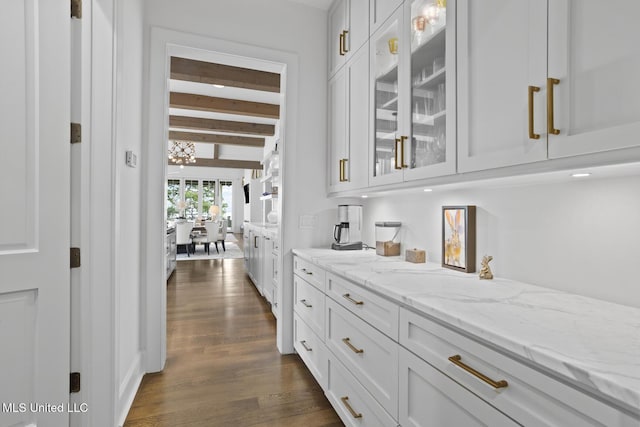 150 Old Trace Rd, Madison, MS 39110 - bar featuring beam ceiling and dark wood-style flooring