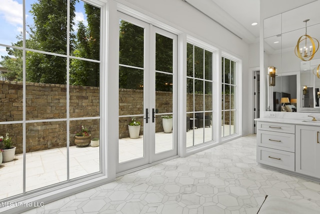 150 Old Trace Rd, Madison, MS 39110 - doorway with light flooring and a chandelier