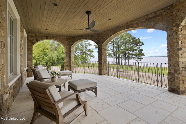 150 Old Trace Rd, Madison, MS 39110 - view of patio featuring a water view and ceiling fan