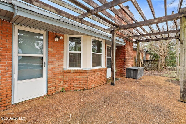 exterior space with a pergola