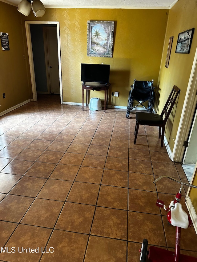 4668 Norway Dr, Jackson, MS 39206 - hallway featuring tile patterned flooring, baseboards, and ornamental molding
