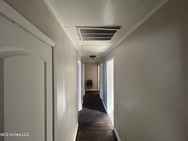 hallway with dark wood-type flooring