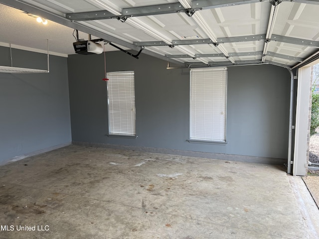 garage with a garage door opener