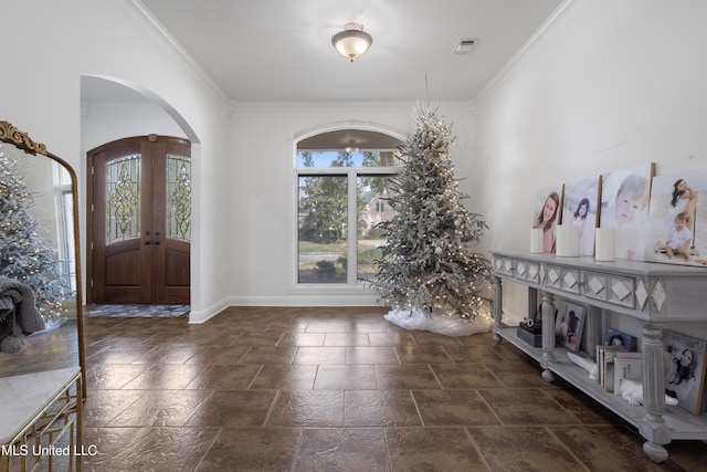 entryway with ornamental molding