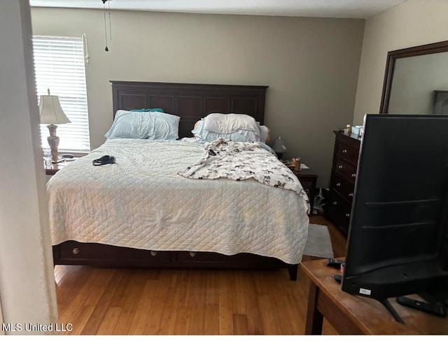 bedroom featuring wood-type flooring