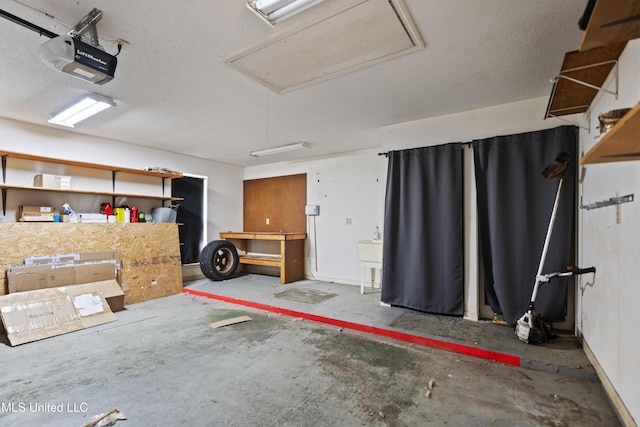 garage with a garage door opener