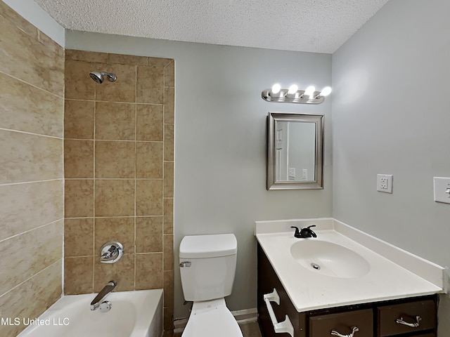 1764 Dorchester Dr, Southaven, MS 38671 - bathroom with a textured ceiling, vanity, shower / tub combination, and toilet