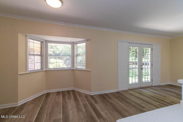 13128 Hanover Dr, Ocean Springs, MS 39564 - unfurnished room with french doors, wood finished floors, and ornamental molding