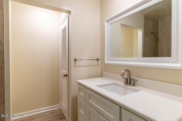 13128 Hanover Dr, Ocean Springs, MS 39564 - bathroom with vanity and wood finished floors