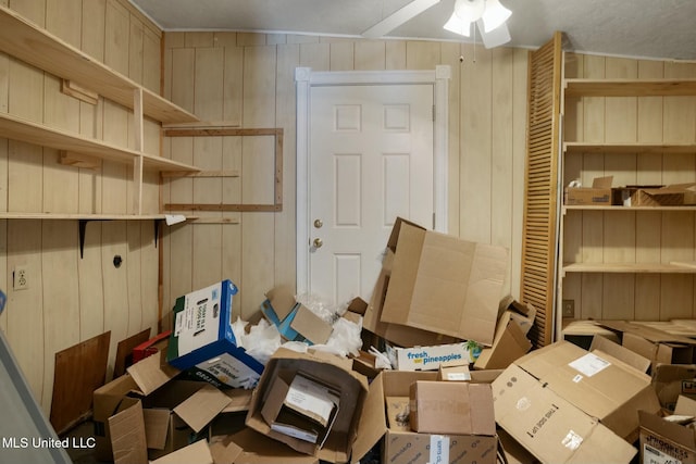 storage featuring ceiling fan