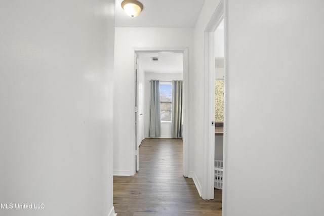 hall featuring dark hardwood / wood-style flooring