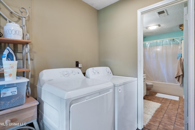1825 Brookhaven Dr, Southaven, MS 38671 - washroom with independent washer and dryer, a textured ceiling, and tile patterned flooring