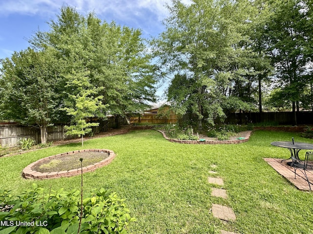 view of yard with a fenced backyard