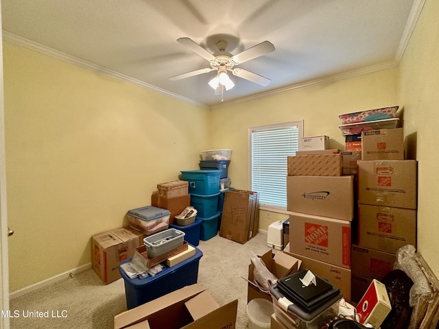storage area with ceiling fan
