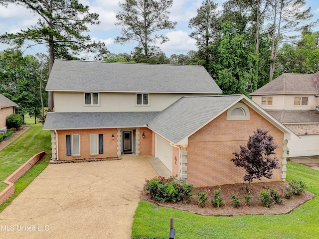 3099 E Fairway Dr, Brandon, MS 39047 - traditional-style home with driveway, brick siding, a shingled roof, and a front lawn