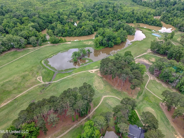 3099 E Fairway Dr, Brandon, MS 39047 - aerial view of property and surrounding area with a large body of water, a golf course, and a heavily wooded area