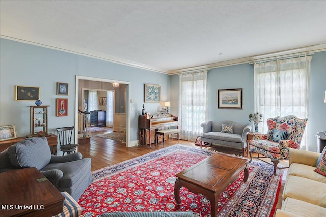 350 Whitfield Rd, Brandon, MS 39042 - living room featuring wood finished floors and crown molding