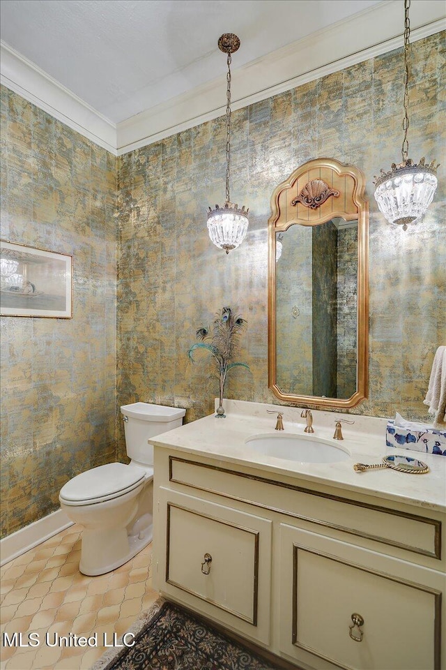 350 Whitfield Rd, Brandon, MS 39042 - bathroom featuring vanity, tile patterned flooring, and ornamental molding