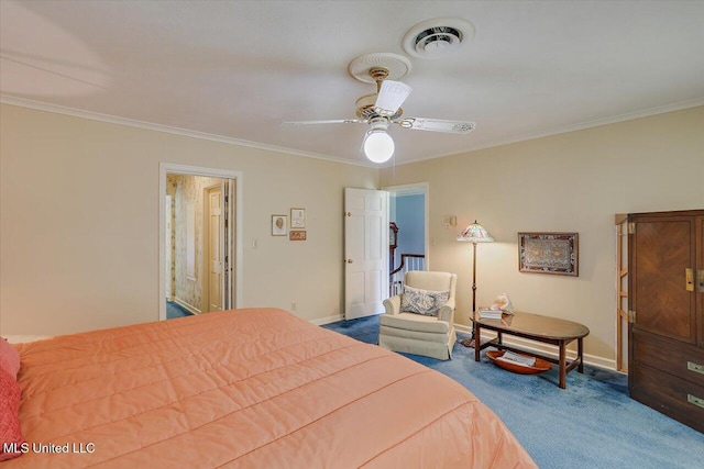 350 Whitfield Rd, Brandon, MS 39042 - carpeted bedroom featuring ornamental molding and a ceiling fan