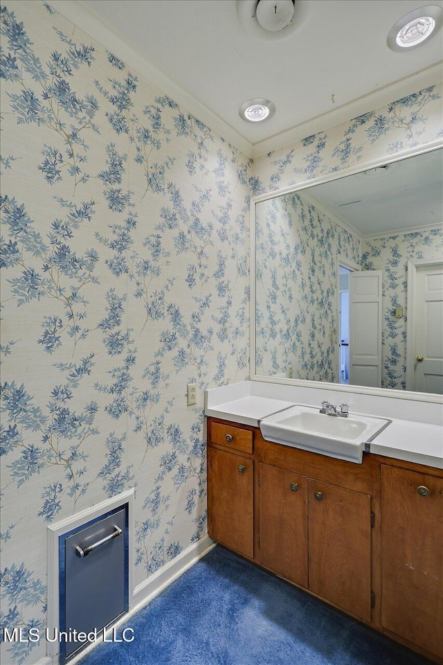 350 Whitfield Rd, Brandon, MS 39042 - bathroom featuring wallpapered walls and vanity