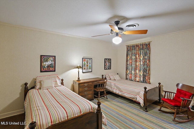 350 Whitfield Rd, Brandon, MS 39042 - carpeted bedroom with ornamental molding and a ceiling fan