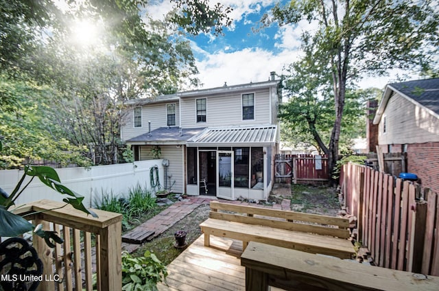 100 Eager St Unit C, Clinton, MS 39056 - rear view of house featuring a sunroom, a fenced backyard, and a gate