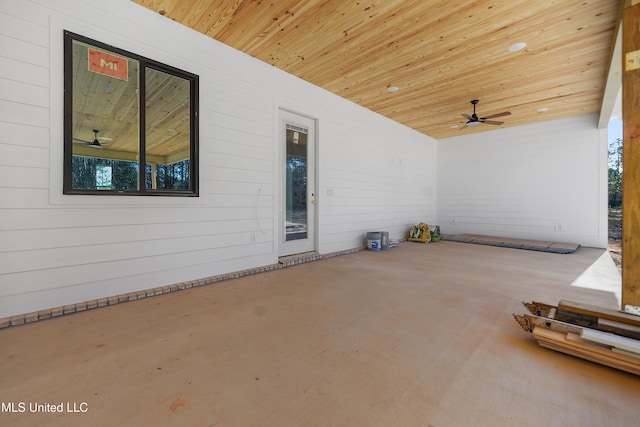 view of patio featuring ceiling fan