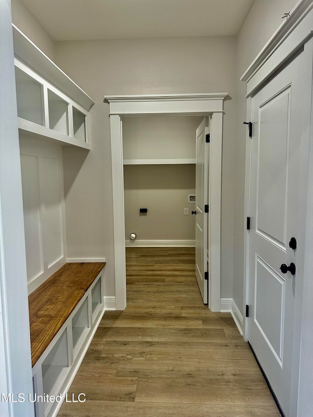 mudroom featuring light wood-type flooring