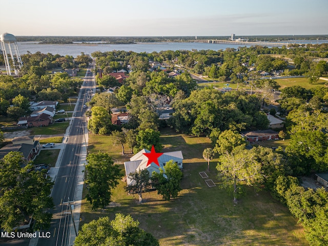 bird's eye view featuring a water view