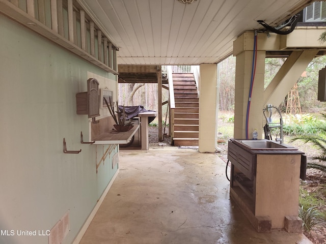 view of patio featuring sink