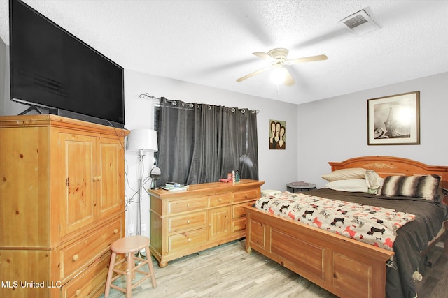 15820 Big Ridge Rd, Biloxi, MS 39532 - bedroom featuring light wood-style flooring, a textured ceiling, and a ceiling fan