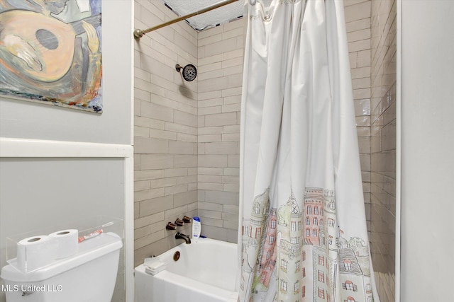 15820 Big Ridge Rd, Biloxi, MS 39532 - bathroom with shower / bathtub combination with curtain and toilet